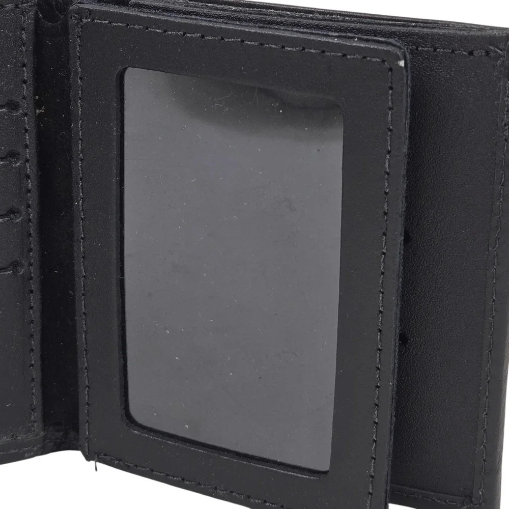 Boston Leather 6004 Recessed Badge Holder, ID Case and Wallet w CC Slots, Black